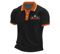 Camisetas polo de manga corta con botones para hombre, con 3 botones, para disfraces, con estampado de letras, A03-black4 - Polo de Halloween para hombre, L