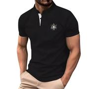 Camisetas polo de manga corta para hombre con cuello de banda, camisetas casuales con solapa de contraste gráfico, camisetas inteligentes de verano, Negro, XL