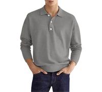 Camisetas polo de manga larga para hombre, de secado rápido, para correr, golf, transpirables, ligeras, para el trabajo, camisetas casuales sólidas, gris oscuro, S