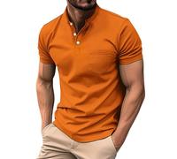 Camisetas polo de moda para hombre, cuello alto, para verano, atléticas, holgadas, de manga corta, casuales, lindas, adelgazantes, primavera 2025, camisetas para salir con bolsillo, naranja, XXL