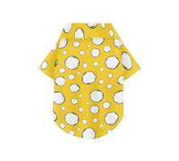 Camisetas polo de verano con lunares circulares blancos sobre un fondo amarillo para perros, camisetas polo con botones, transpirables, frescas para mascotas, sudadera perfecta para el uso diario y