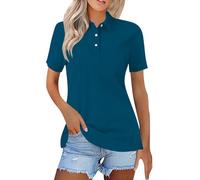 Camisetas Polo Premium de Manga Corta para Mujer con Cuello Damas Ajuste Regular con Botones Secado Rápido Deportes Golf Tenis Camisetas 2025 Verano Casual Negocios Oficina Trabajo Vestir Tops, 2#Azul