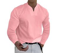Camisetas simples de manga larga para hombres, ajuste holgado, color liso, con cuello en V, ligeras, suaves, para caminar al aire libre, senderismo, deportes, camisetas para correr, camiseta interior