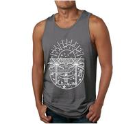 Camisetas Sin Manga Hombre, Chaleco Deportivo Hombre Transpirable Ligero Verano Estampado Tropical Cocoteros