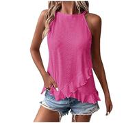 Camisetas sin Manga Mujer 2024 Verano Moda Color sólido Casual Camisola Volante Elegant Camisetas de Tirantes Cuello Halter Originales Fiesta Playa Chaleco Tops Suelto Basic Blusa tee Camisa
