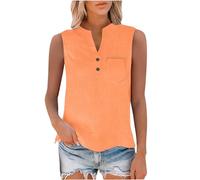 Camisetas sin Manga Mujer Algodón Lino Verano Moda Color sólido Chaleco Camisetas de Tirantes Casual Ligero Transpirable Tank Tops Cuello en V Botones Fiesta Playa Camisa Suelto tee 2025