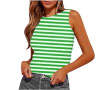 Camisetas sin Manga Mujer Verano Moda Estampado Raya Casual Chaleco Camisola Elegante Camisetas de Tirantes Tank Tops Cuello Redondo Deportivo Fiesta Playa Camisa Slim Fit Basic tee