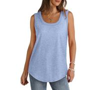 Camisetas sin mangas de ajuste suelto para mujer de algodón de color sólido, chalecos de gimnasio, camisetas casuales sin mangas de cuello redondo, camisetas largas estilo cami, chalecos deportivos