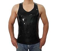 Camisetas Sin Mangas De Goma De Látex Exóticas Fetiche Para Hombres Negros Hechos A Mano, Camiseta Interior,Claro,3XL