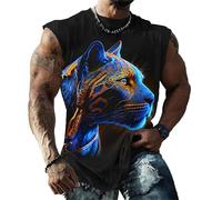 Camisetas sin Mangas de Verano para Hombres Chaleco con Estampado 3D de águila Cuello Redondo Camiseta sin Mangas para Gimnasio Entrenamiento atlético Camiseta de músculo