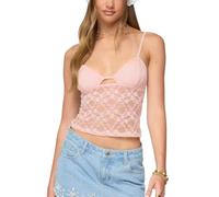Camisetas Sin Mangas De Verano para Mujer Estilo Y2K Chalecos Sin Mangas para Mujer Camisola Sexy De Encaje Top Corto Tirantes Finos Ajustables Camisa con Cuello En V Camisola Lisa Capas Base Rosa X