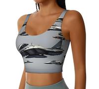 Camisetas sin Mangas Deportivas con Estampado de Aviones de Combate para Mujer, Estilo Racerback, Ideales para Yoga y Running.