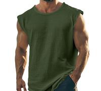 Camisetas sin mangas para hombre, mezcla de algodón del Reino Unido, camiseta sin mangas, informal, verano, gimnasio, entrenamiento, culturismo, fitness, muscular, Verde tirando a negro, XXL