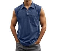 Camisetas sin Mangas para Hombre, Tallas Grandes, para Gimnasio, Entrenamiento, Correr, Playa, Verano, con Botones Leño Camiseta Hombre Chaleco Térmico Batería Incluida