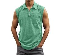 Camisetas sin Mangas para Hombre, Tallas Grandes, para Gimnasio, Entrenamiento, Correr, Playa, Verano, con Botones Leño Camiseta Hombre