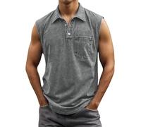 Camisetas sin Mangas para Hombre, Tallas Grandes, para Gimnasio, Entrenamiento, Correr, Playa, Verano, con Botones Leño Camiseta Hombre Chaleco Térmico Batería Incluida