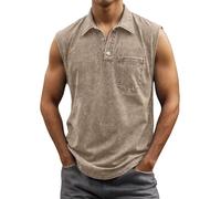Camisetas sin Mangas para Hombre, Tallas Grandes, para Gimnasio, Entrenamiento, Correr, Playa, Verano, con Botones Leño Camiseta Hombre Chaleco Térmico Batería Incluida