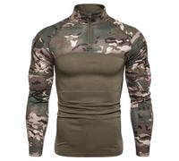 Camisetas tácticas militares de combate para hombre, manga larga, cremallera de 1/4, ajustadas, camuflaje, militar, senderismo, con bolsillos, táctica, militar, ajustada, manga larga, con cremallera,