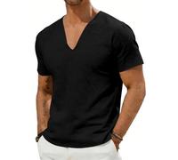 Camisetas Tecnicas Hombre, Personalizada Técnica Fitness Slim Fit Fashion Talla Grande Manga Corta Trabajo Tenis Transpirable Cuello V Elegante Poliester Transpirables T Shirt Hombre,XXL