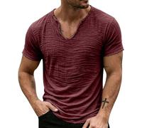 Camisetas texturizadas con cuello en V para hombre, camisetas de algodón para hombre, camisetas vintage ligeras del Reino Unido, camisetas de playa transpirables, camisetas que absorben la humedad con