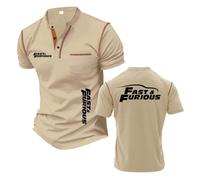 Camisetas Tipo Henley Estampadas Hombre Polos para F.u.r.io.u.s F.l.y F.a.s.t Chándal con Cuello Alto Camiseta Informal Ropa Costuras Suaves Manga-KQiSe||s