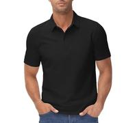 Camisetas tipo polo para hombre, estilo casual, manga corta, cuello de vuelta, verano, diario, al aire libre, cómodo de llevar, Negro, XXL