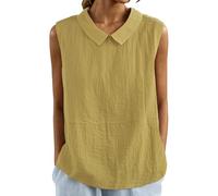 Camisetas Tirantes Mujer Camisa sin Mangas Mujer Blusa con Cuello Elegante Top Casual de Verano para Uso Diario (Yellow, XXXL)