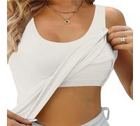 Camisetas Tirantes Mujer Deporte Verano Basica Tops Deportivos Fitness Sin Mangas Tank Top Con Sujetador Integrado Material Elástico Cómodo Chaleco Deportivo Camiseta Cuello Redondo Yoga (02-White, M)