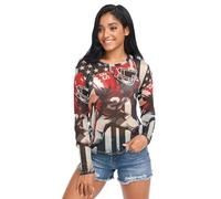 Camisetas transparentes para mujer, bandera de Estados Unidos, diseño vintage de fútbol americano 00001_00003, camiseta de malla con cuello redondo, talla S, Bandera de EE. UU, XXL