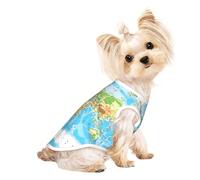 Camisetas transpirables para perros pequeños con estampado de mapa del mundo, para cachorros, gatitos, perros y gatos