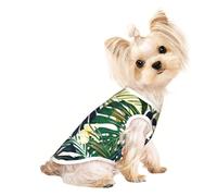 Camisetas tropicales de verano con estampado de hojas de palmera hawaianas para perros pequeños, camisetas elásticas ligeras sin mangas, chaleco a rayas