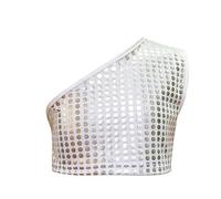 Camisetas y Tops para niñas, Top Corto con Hombros Descubiertos y Lunares, Ropa Informal de Verano para niñas de 2 a 19 años (Silver, 18-19 Years)