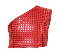 Camisetas y Tops para niñas, Top Corto con Hombros Descubiertos y Lunares, Ropa Informal de Verano para niñas de 2 a 19 años (Red, 18-19 Years)