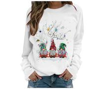 Camisola de Natal Para Mulher Sudaderas de Manga Larga con Cuello Redondo Blusas Divertidas con Estampado Navideño Jersey Feo Navidad Jersey Termico Mujer Invierno Jersey Talla Grande Casual Solto