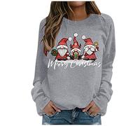 Camisola de Navidad Para Mujer Sudaderas de Manga Larga Con Cuello Redondo Blusas Divertidas Con Estampado Navideño Jersey Feo Navidad Térmico Mujer Invierno Talla Grande Casual Suelto