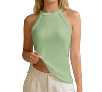 Camisola de Tirantes con Cuello sin Mangas, Hombros Descubiertos y Corte Entallado, en V, Lino, Ligero elástico, Ideal para Fiesta Informal, otoño Tallas Grandes/g