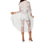 Camisola Mujer Verano,Vestido de Encaje Floral para Mujer caftán Holgado Bohemio Amplio Tipo Kimono para Playa para Cubrir Bikini