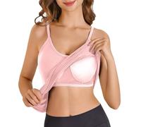 Camisola para mujer con sujetador integrado, talla grande, diseño fluido, tirantes ajustables, plisado, para verano, ajuste holgado, Rosa., XL