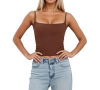 Camisola Sexy sin Mangas Ajustada para Mujer con Relleno extraíble y Tirantes Ajustables para Usar en Capas o de Forma Informal. Confianza Que Transmite tu Forma de Vestir
