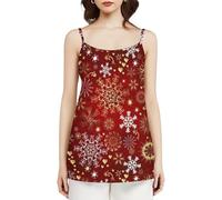 Camisola sin Mangas con Tirantes, Holgada e Informal, con Estampado navideño de Brillo Rojo de Invierno para Mujer