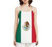 Camisola sin Mangas de Verano con Estampado de Bandera de México para Mujer, Holgada e Informal con Tirantes
