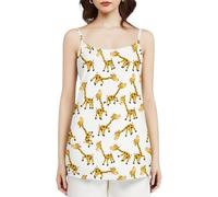 Camisola sin Mangas de Verano para Mujer con Estampado de Jirafa de Dibujos Animados, Holgada e Informal, con Tirantes