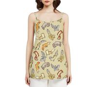 Camisola sin Mangas de Verano para Mujer con Estampado de Leopardo y Gecko de Dibujos Animados, Holgada e Informal con Tirantes