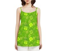 Camisola sin Mangas de Verano para Mujer con Estampado de trébol de la Suerte del Día de San Patricio, Holgada e Informal con Tirantes