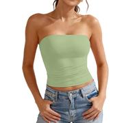Camisola sin Tirantes de Doble Capa de Color Liso con Bandas elásticas Laterales para un Ajuste cómodo y Seguro con Dos Capas de Tela Que evitan Transparencias