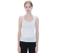 Camisolas de Seda for Mujer, Mezcla auténtica, cómodas y básicas, Camisetas Ajustables for Primavera Verano(White,L)