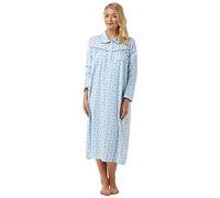 Camisón de algodón cepillado para mujer, azul, 12-14