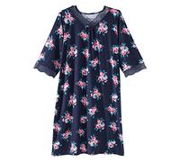 Camisón de encaje adaptativo con espalda abierta para mujer, vestido de hospital con cuello en V sin mirada para personas mayores, Flor oscura, XXXL