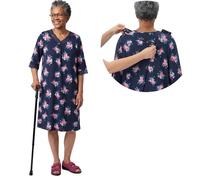 Camisón de encaje adaptativo con espalda abierta para mujer, vestido de hospital con cuello en V sin mirada para personas mayores, Flor oscura, XXXL