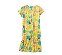 Camisón de Manga Corta de Mujer, Camisones de Verano de Mujer 60% algodón Camisones de Talla Grande (Amarillo,XL)